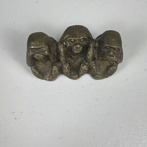 VTG Three Wise Monkeys See No Evil Hear No Evil Speak No Evil Small Brass Figure